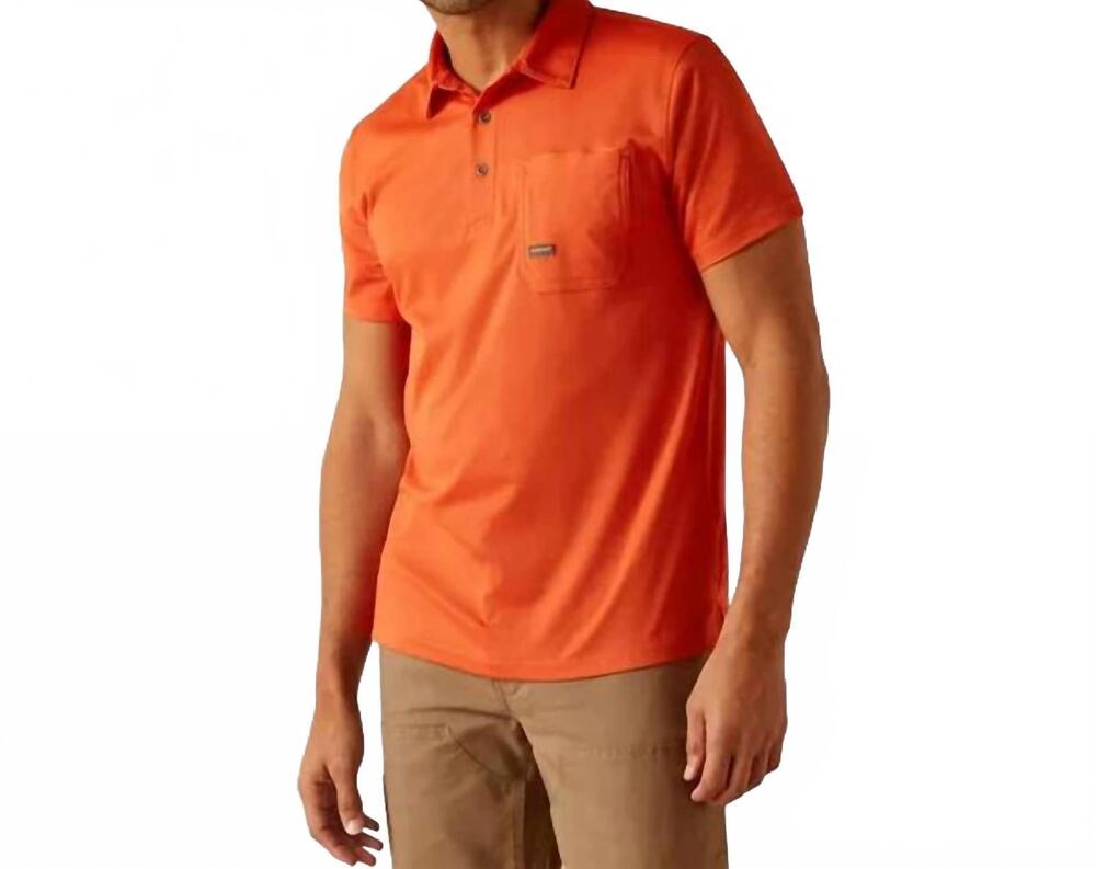 NEW ARIAT rebar foreman polo shirt in orange rust